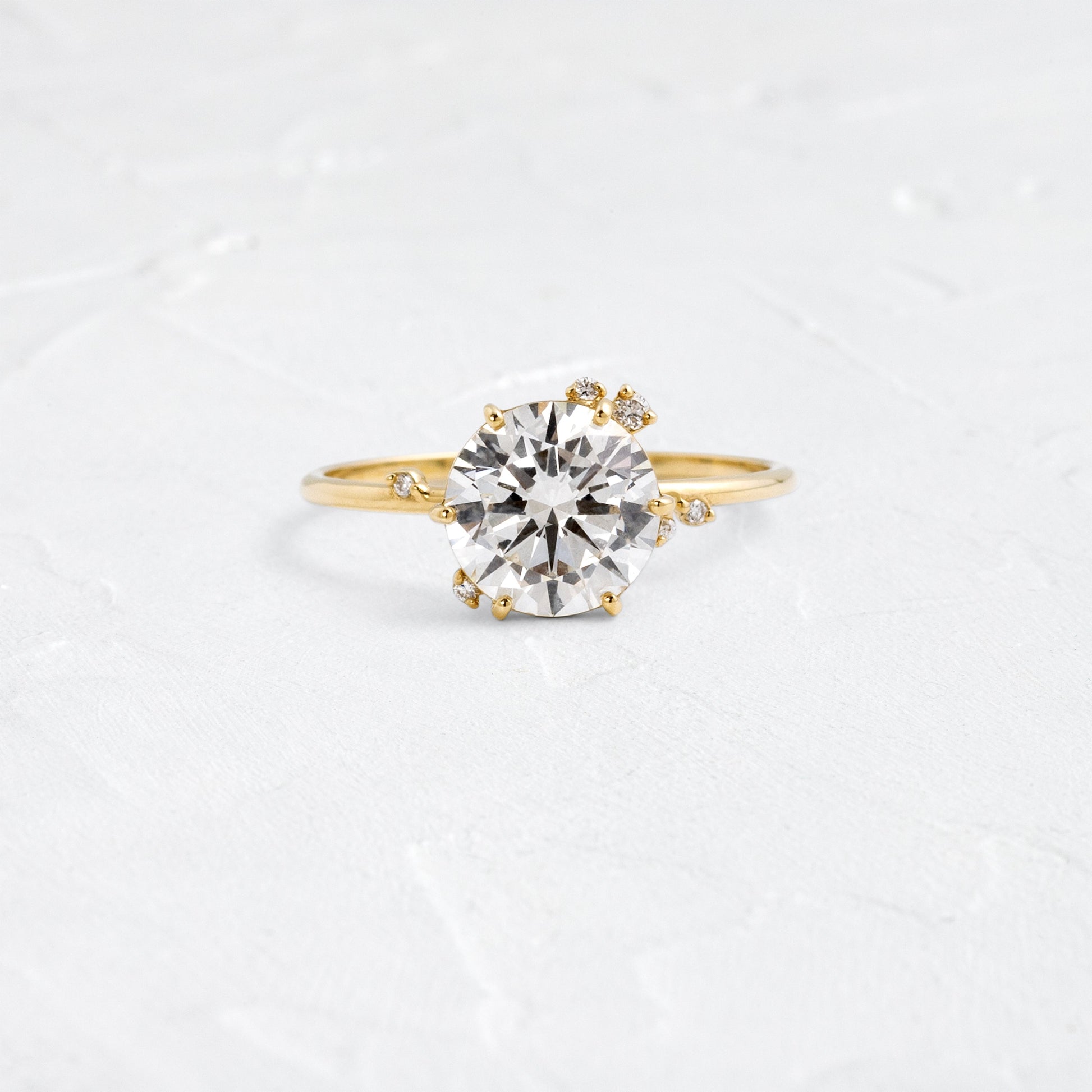 Dainty Cluster-Round Lab Grown Diamond Engagement Ring - Front view
