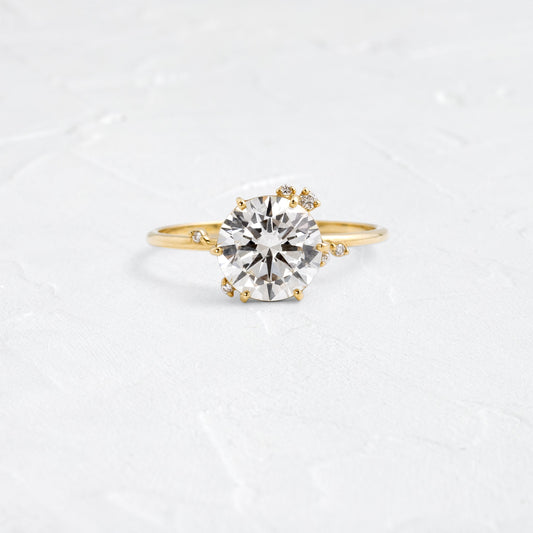 Dainty Cluster-Round Lab Grown Diamond Engagement Ring - Front view
