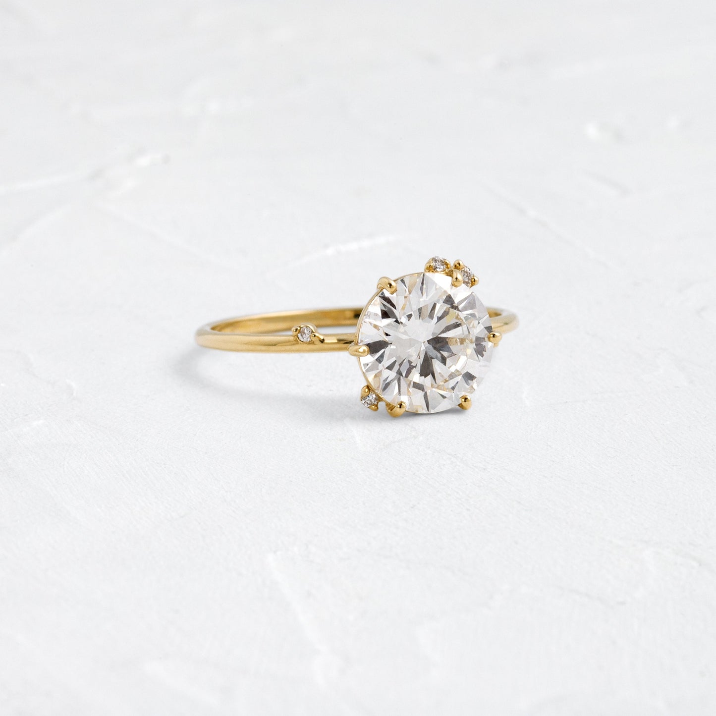 Dainty Cluster-Round Lab Grown Diamond Engagement Ring - Front view