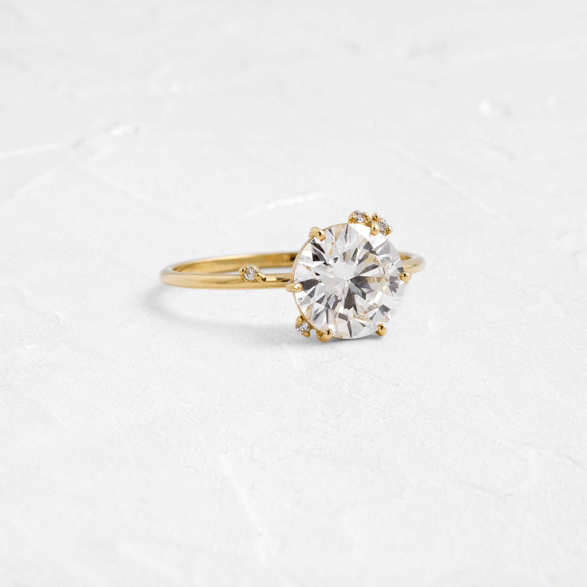 Dainty Cluster-Round Lab Grown Diamond Engagement Ring - Front view
