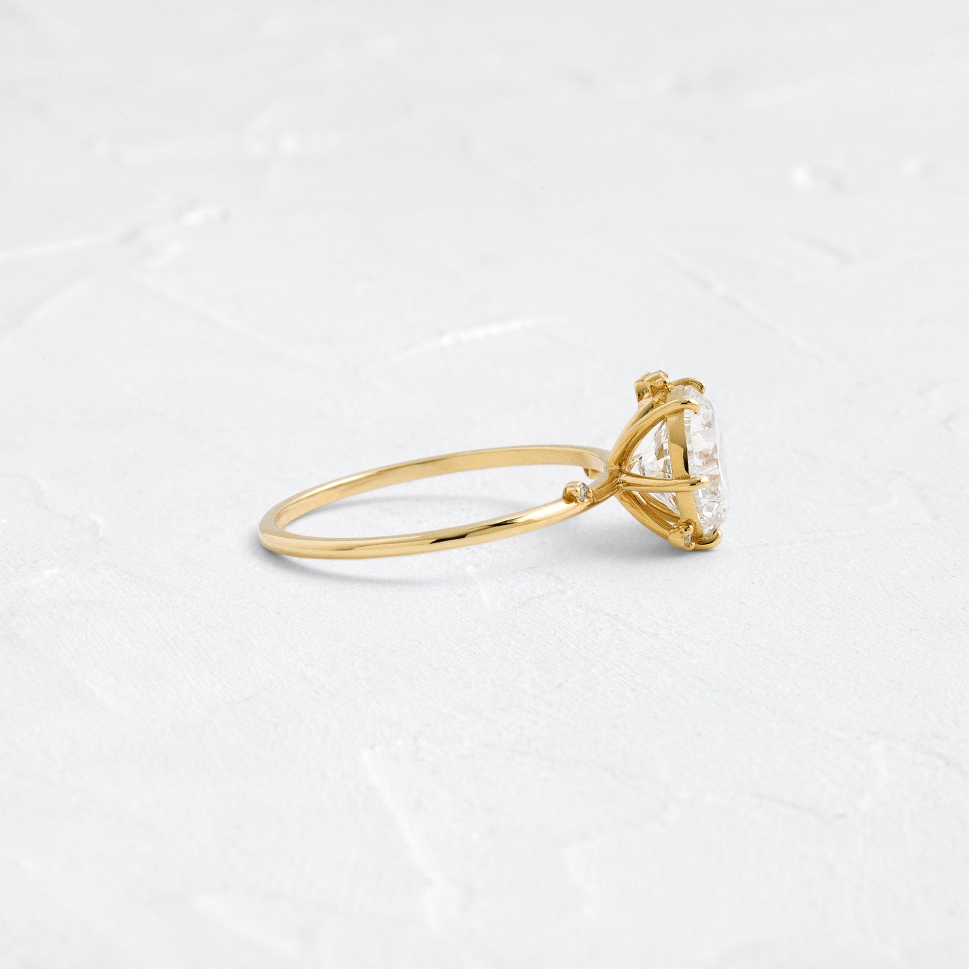 Dainty Cluster-Round Lab Grown Diamond Engagement Ring - Side view