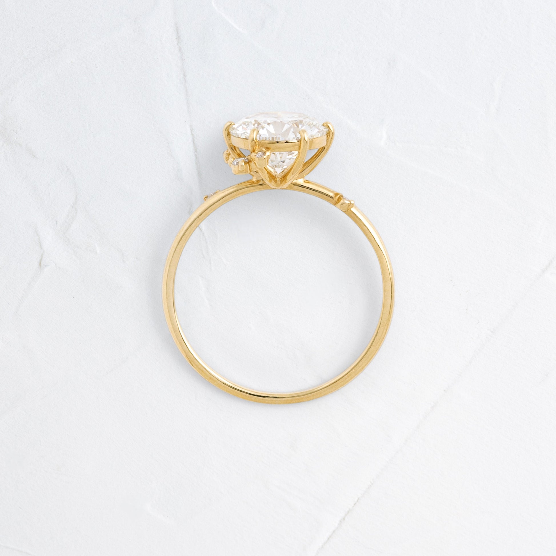 Dainty Cluster-Round Lab Grown Diamond Engagement Ring - Back view