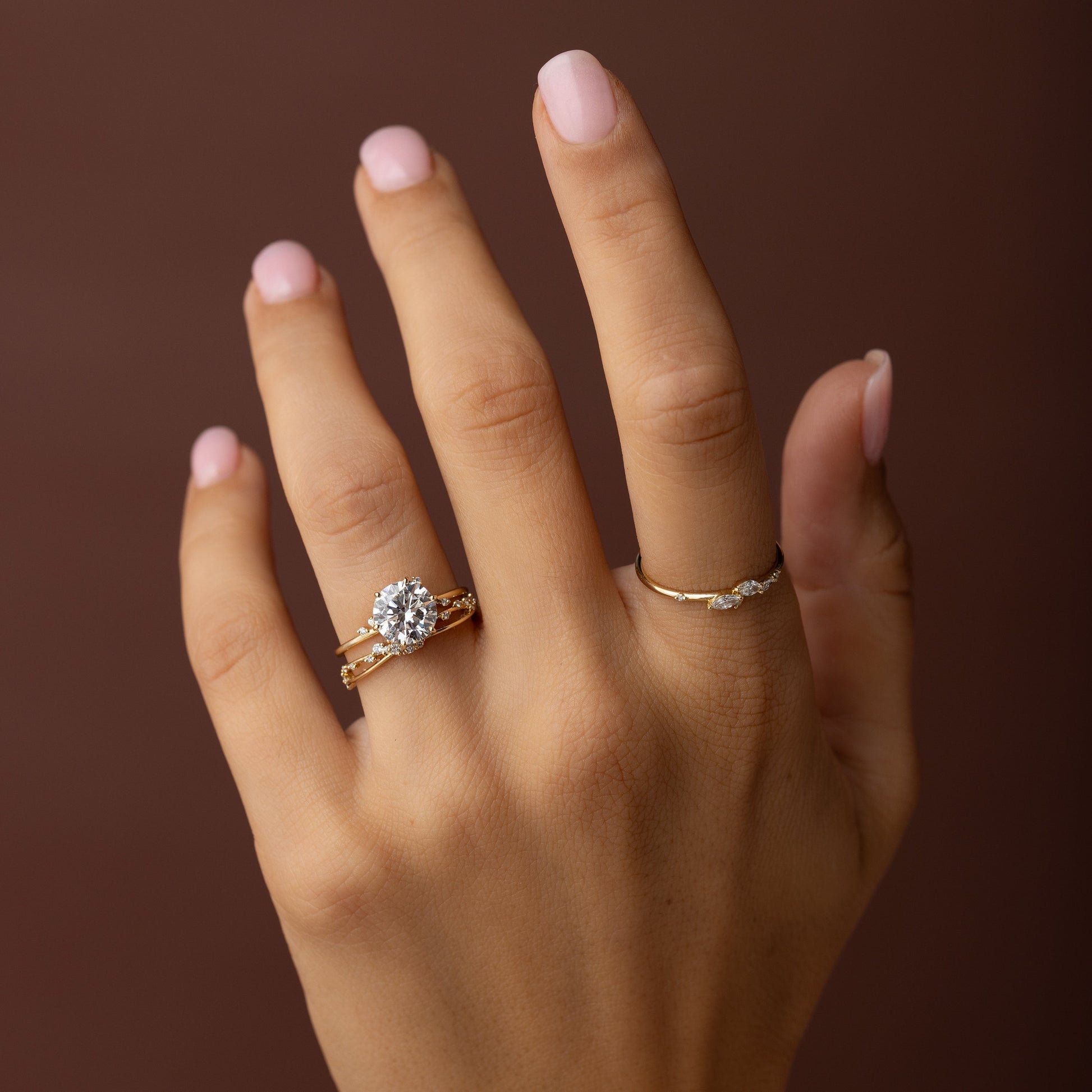 Dainty Cluster-Round Lab Grown Diamond Engagement Ring - Detail view