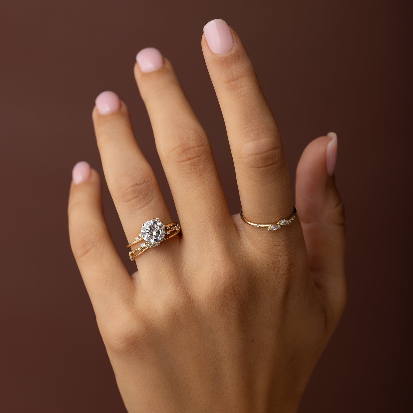 Dainty Cluster-Round Lab Grown Diamond Engagement Ring - Detail view