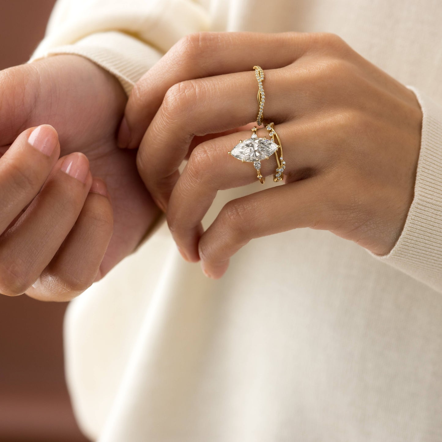 Dainty-Marquise Lab Grown Diamond Engagement Ring - Detail view