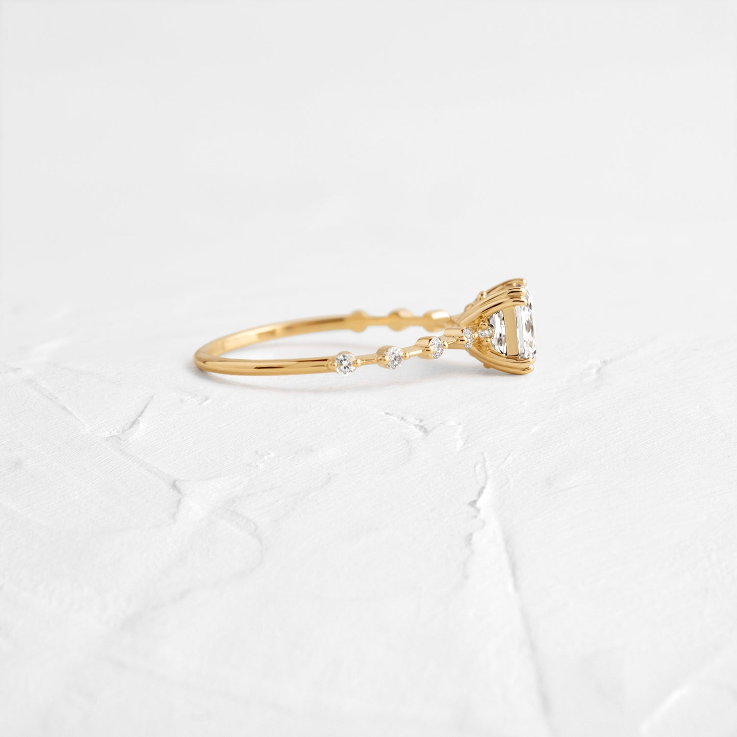 Dainty Pave-Asscher Lab Grown Diamond Engagement Ring - Side view
