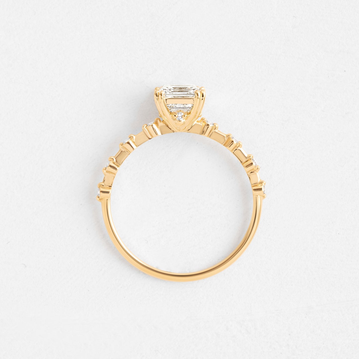 Dainty Pave-Asscher Lab Grown Diamond Engagement Ring - Back view