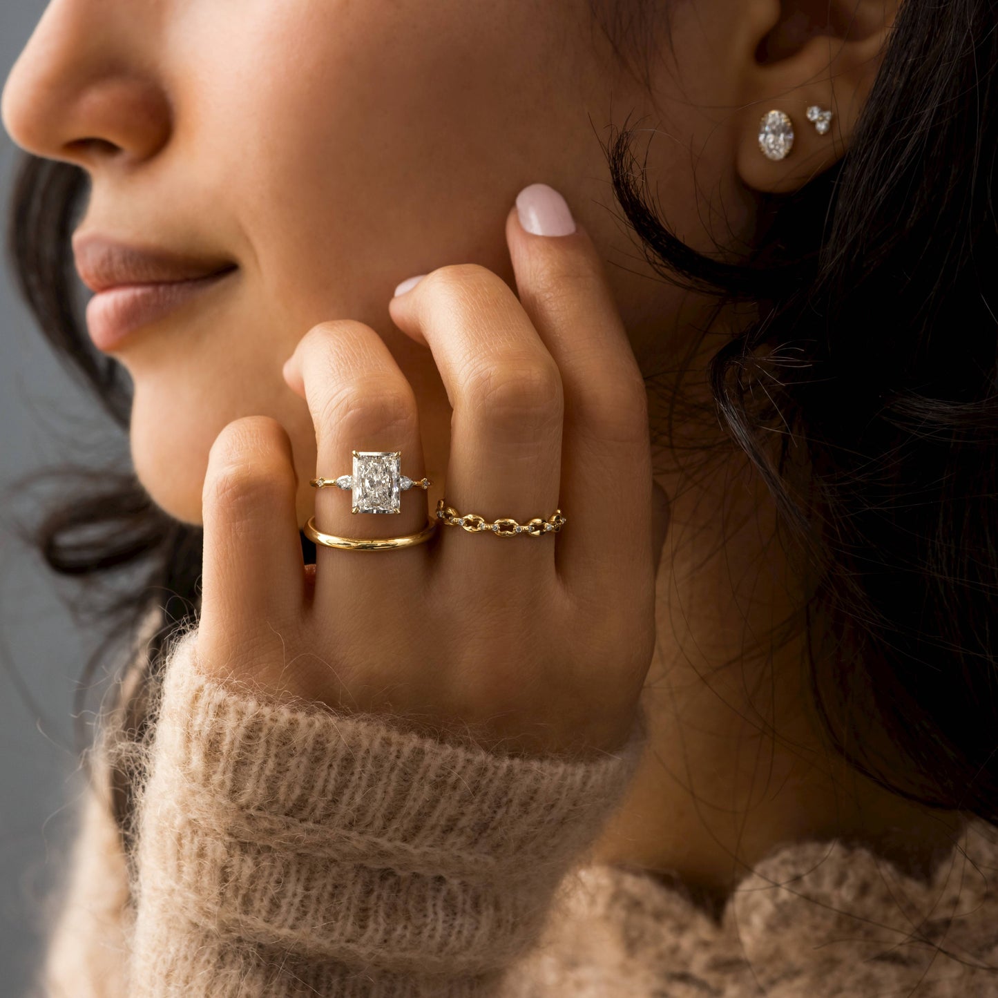 Dainty-Radiant Lab Grown Diamond Engagement Ring - Detail view