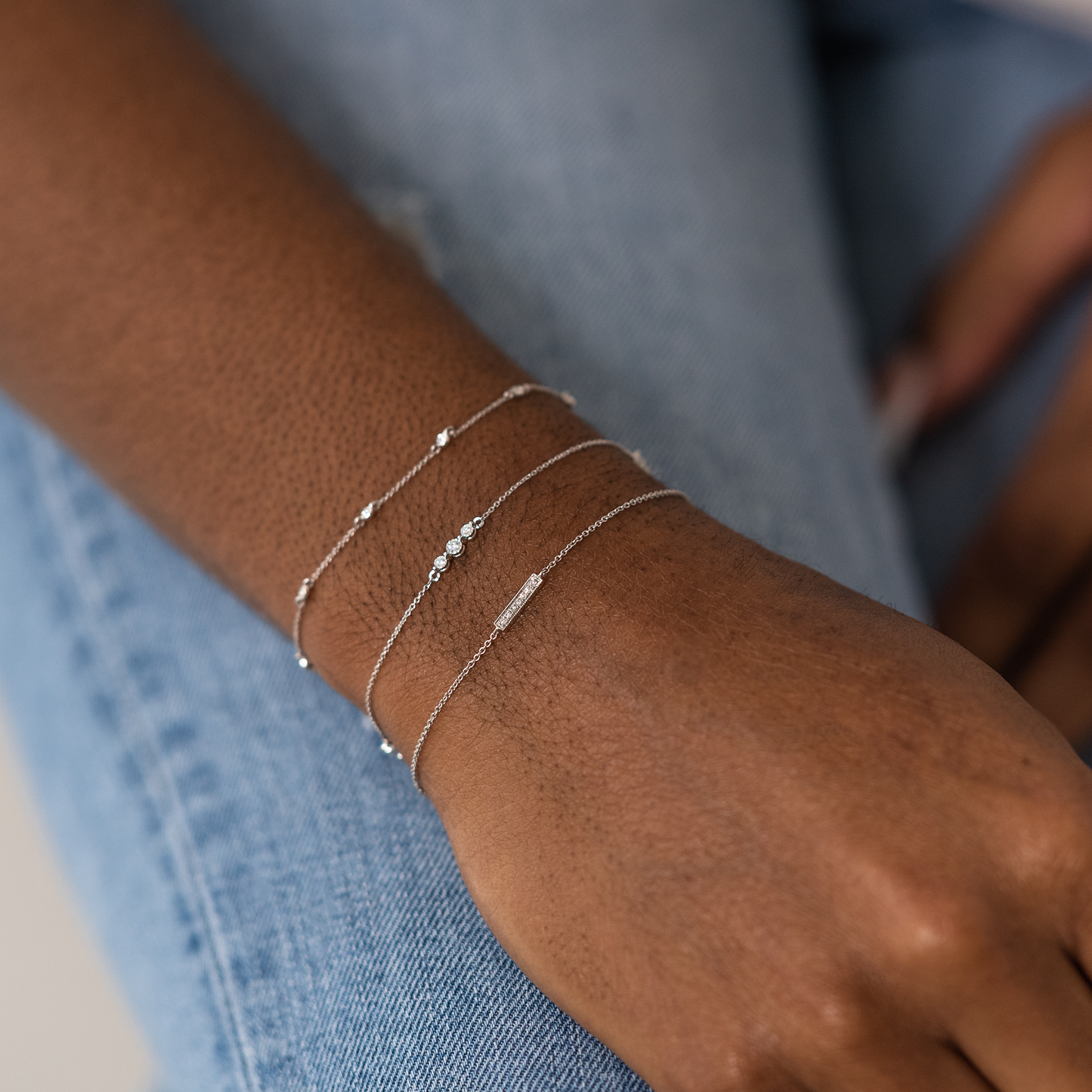 Diamond Bar-0.06 CT Round Lab Grown Diamond BraceletsDiamond Bar-0.06 CT Round Lab Grown Diamond Bracelets - Detail view