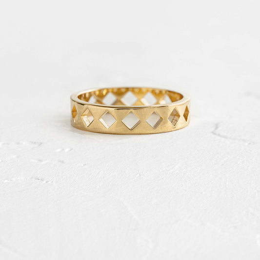 Diamond Cutout- Men's Wedding BandDiamond Cutout- Men's Wedding Band - Front view