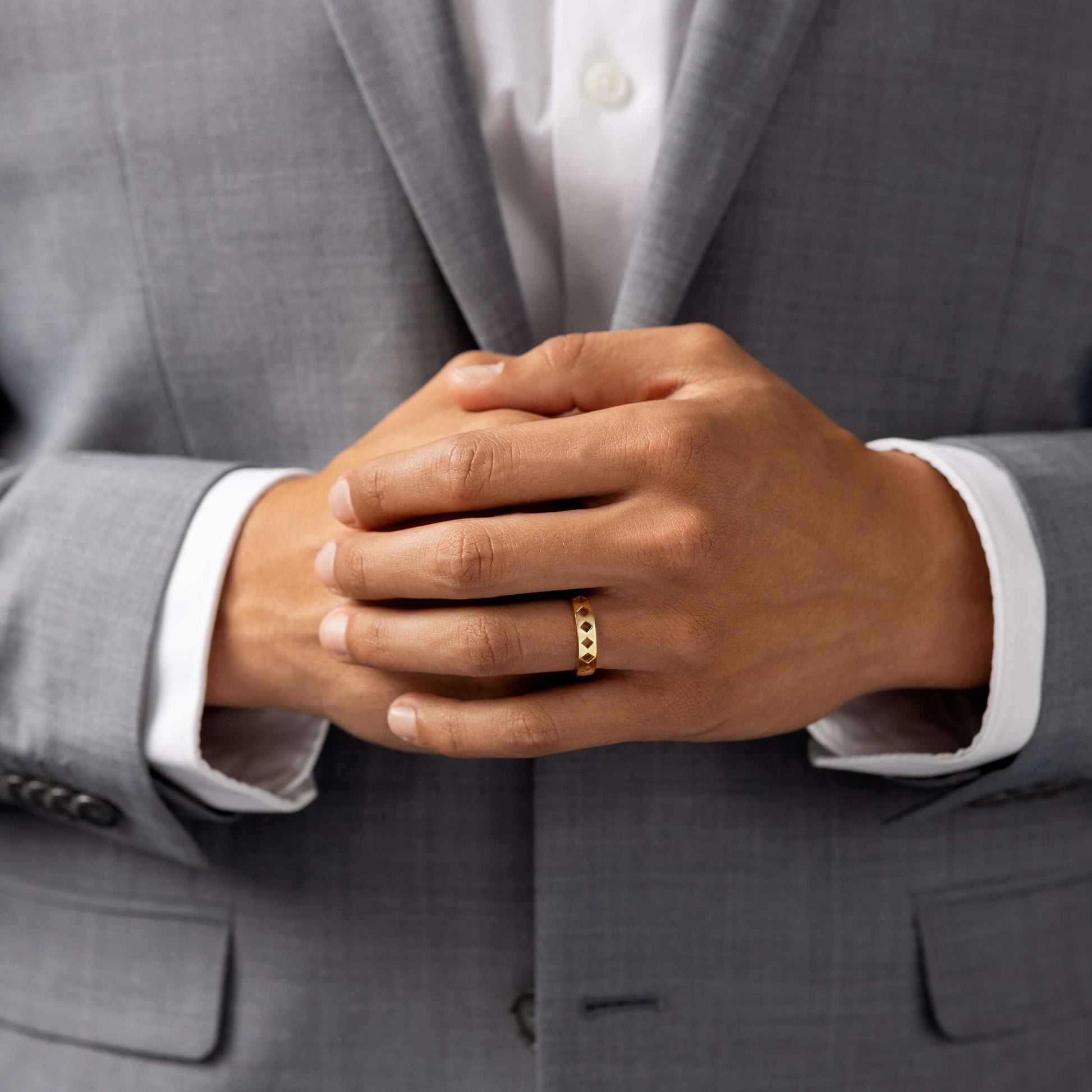 Diamond Cutout- Men's Wedding BandDiamond Cutout- Men's Wedding Band - Side view