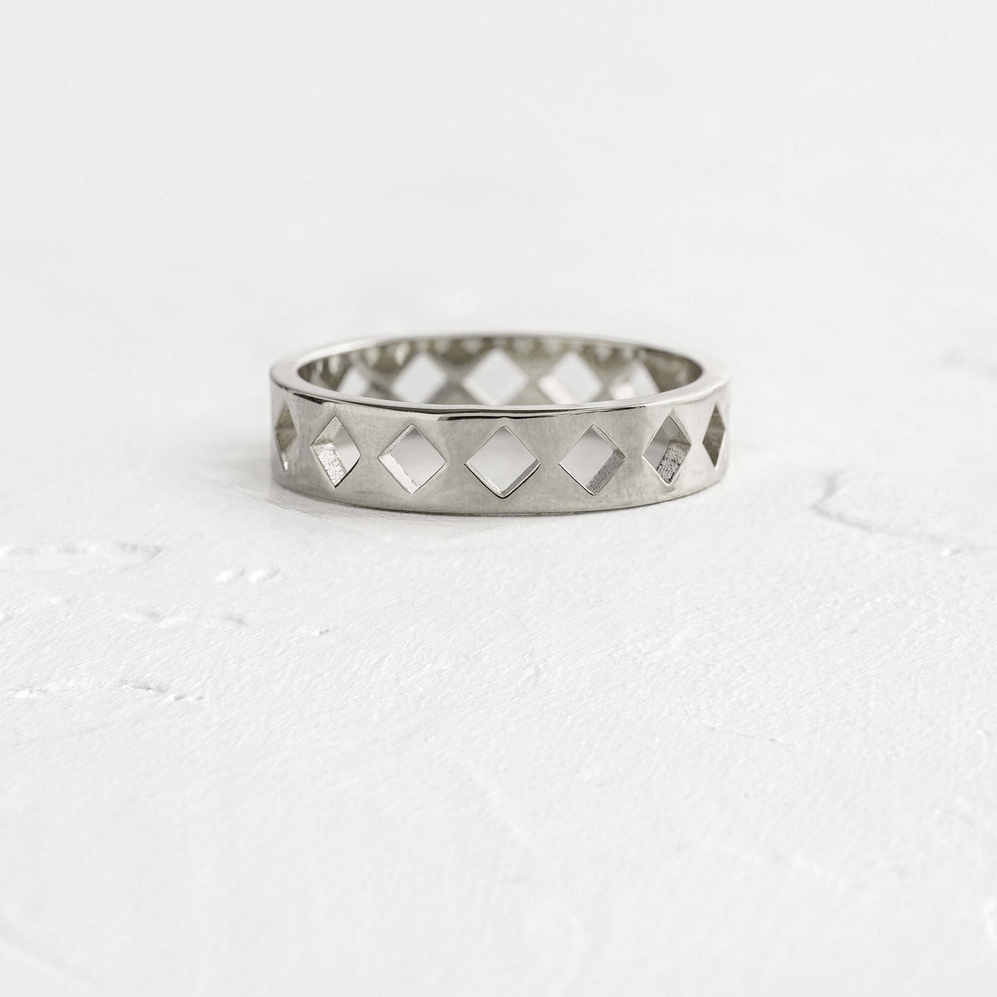 Diamond Cutout- Men's Wedding BandDiamond Cutout- Men's Wedding Band - Back view