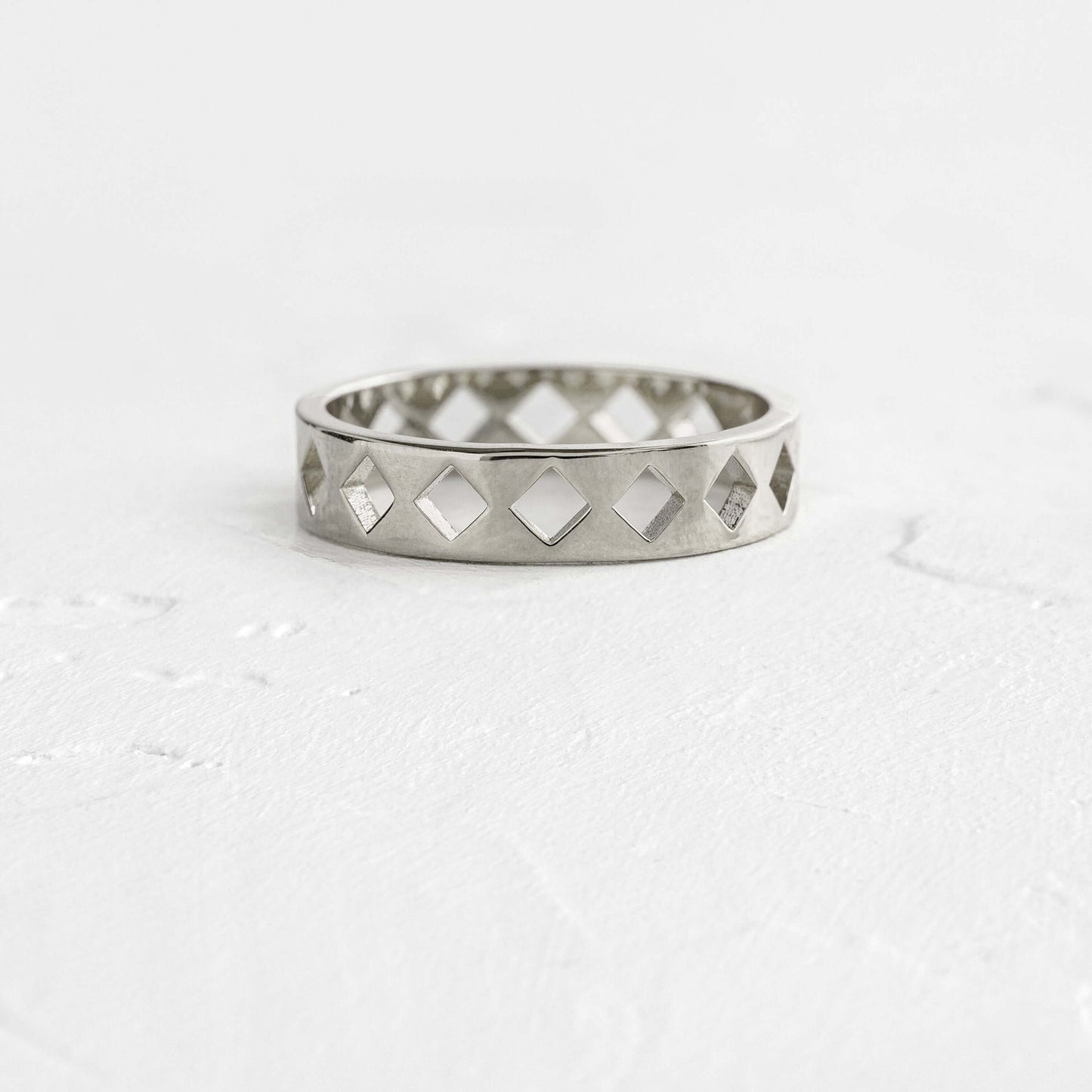 Diamond Cutout- Men's Wedding BandDiamond Cutout- Men's Wedding Band - Back view