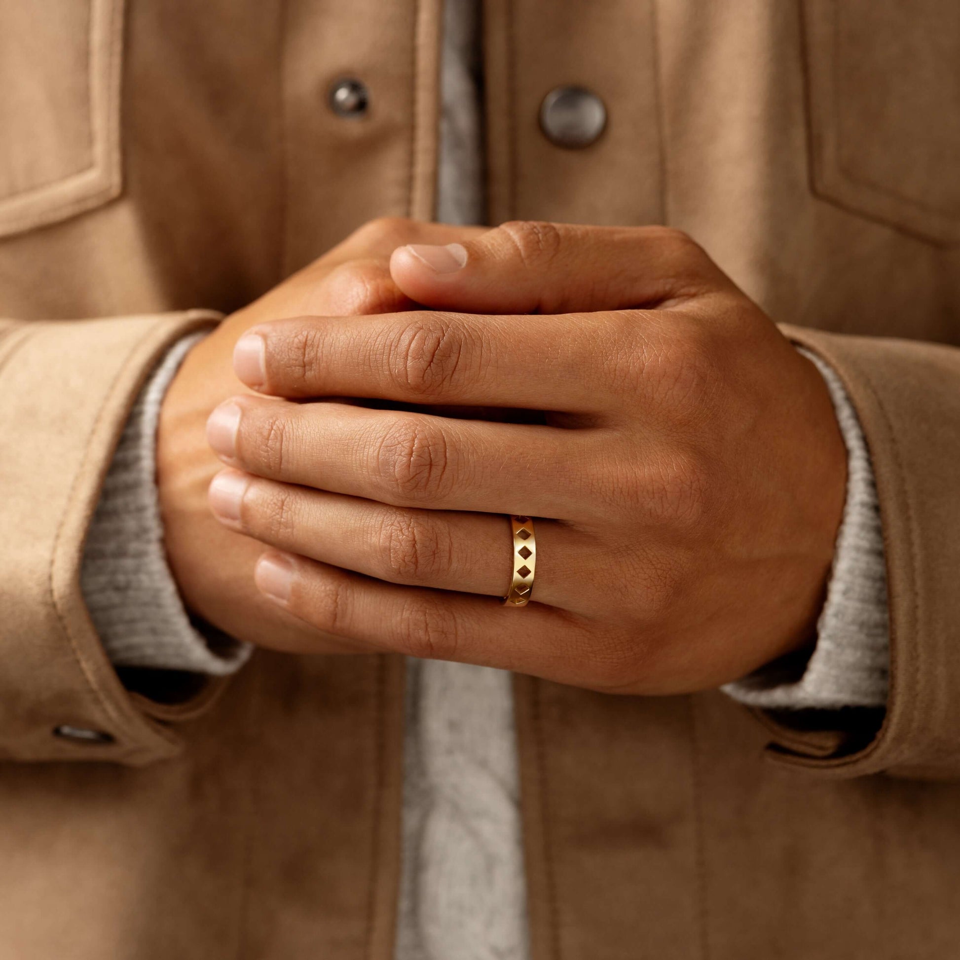 Diamond Cutout- Men's Wedding BandDiamond Cutout- Men's Wedding Band - Detail view