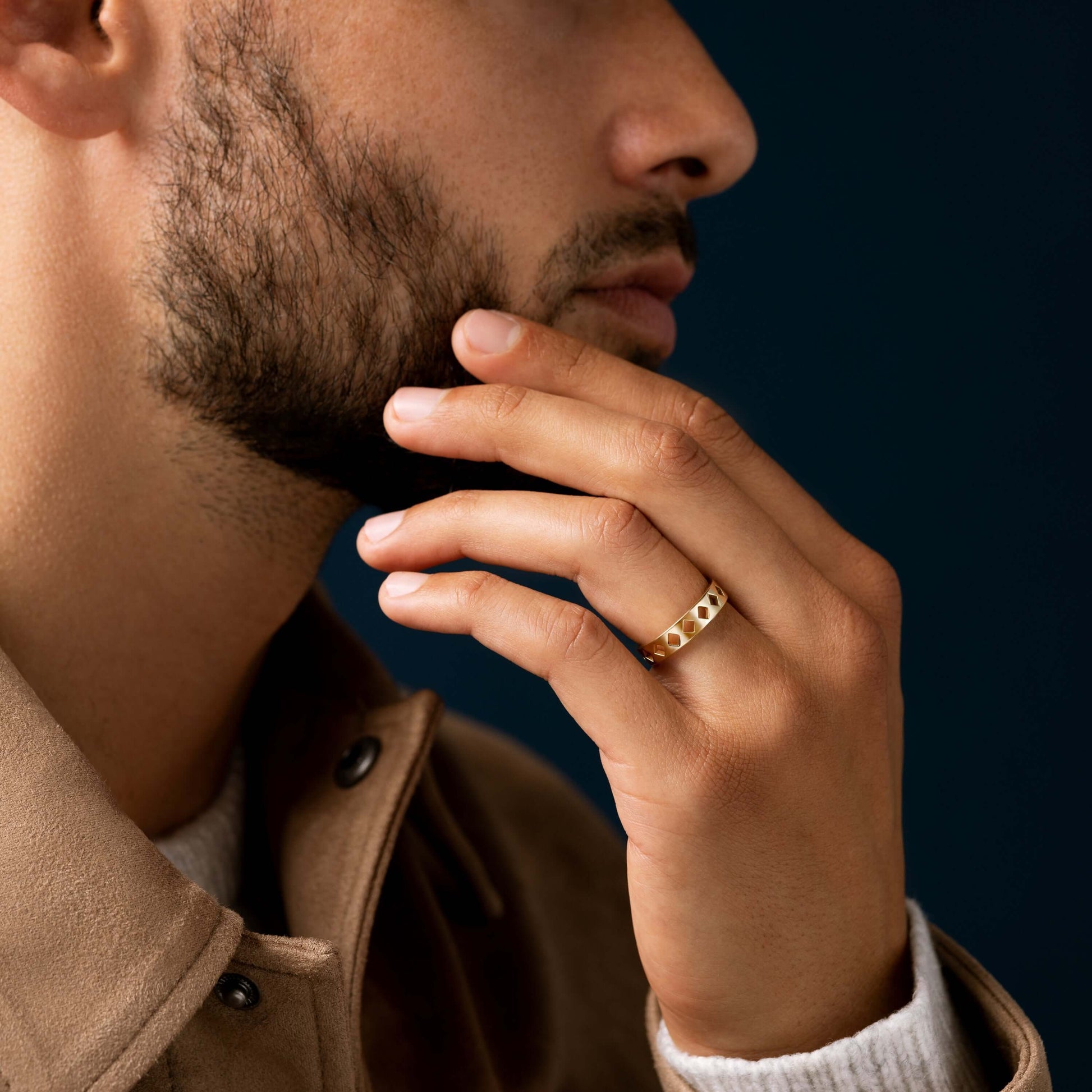 Diamond Cutout- Men's Wedding BandDiamond Cutout- Men's Wedding Band - Front view