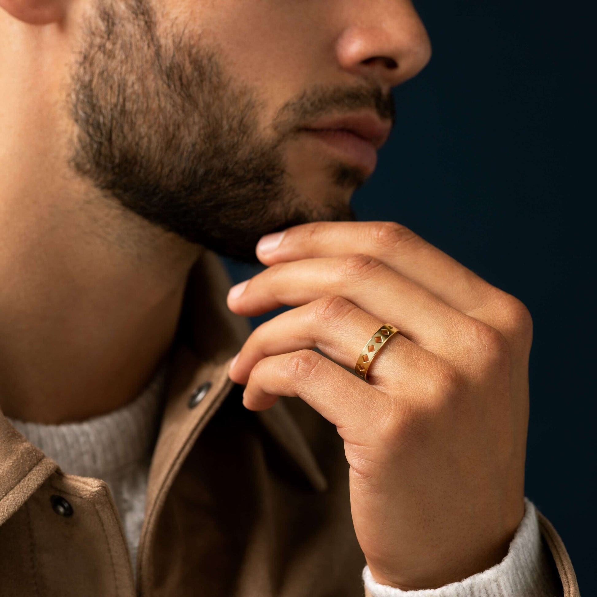 Diamond Cutout- Men's Wedding BandDiamond Cutout- Men's Wedding Band - Side view