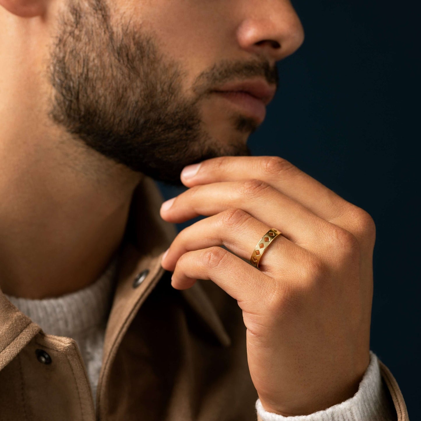 Diamond Cutout- Men's Wedding BandDiamond Cutout- Men's Wedding Band - Side view