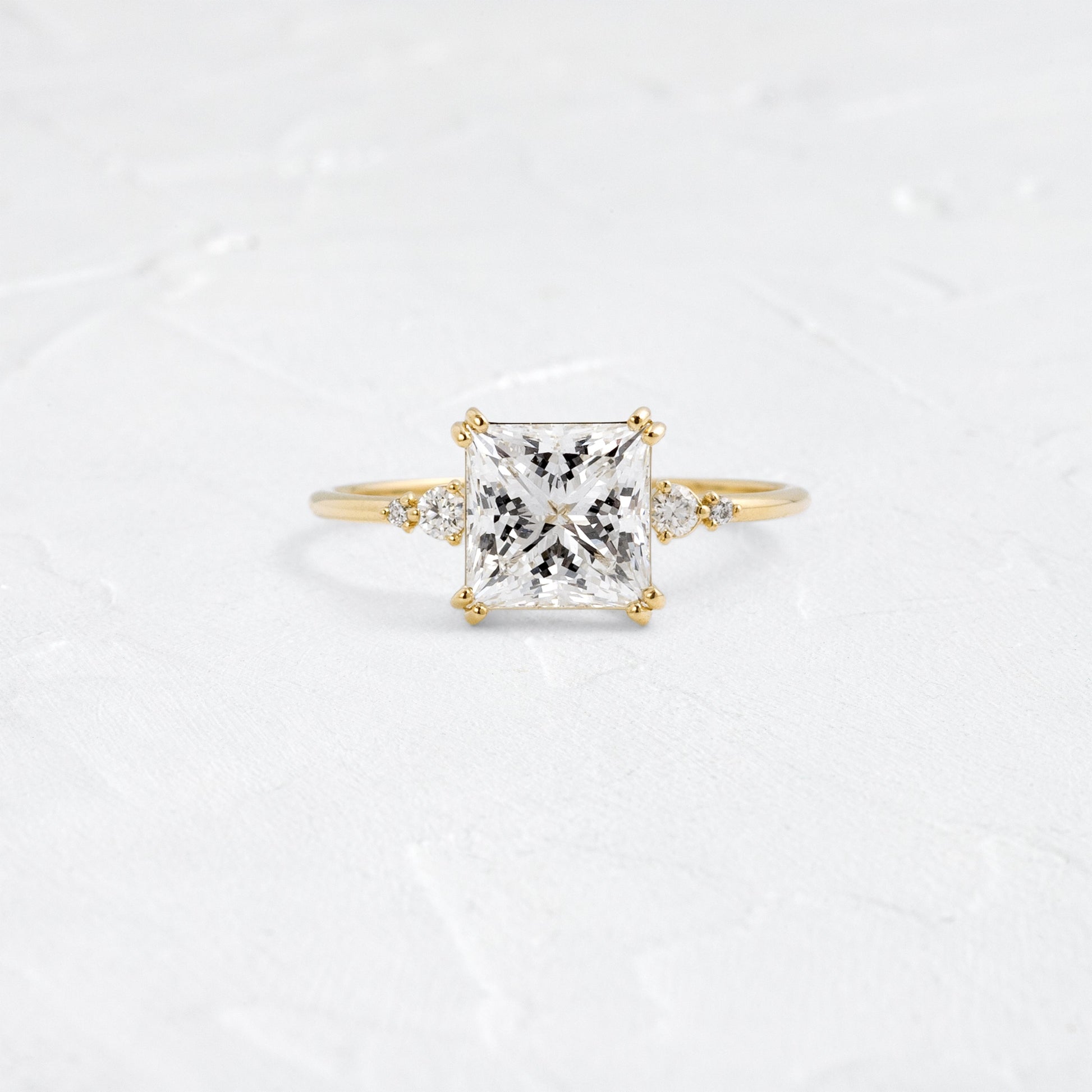 Double Prong & Four Stone-Princess Lab Grown Diamond Engagement Ring - Front view