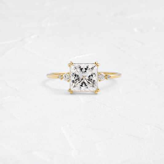 Double Prong & Four Stone-Princess Lab Grown Diamond Engagement Ring - Front view