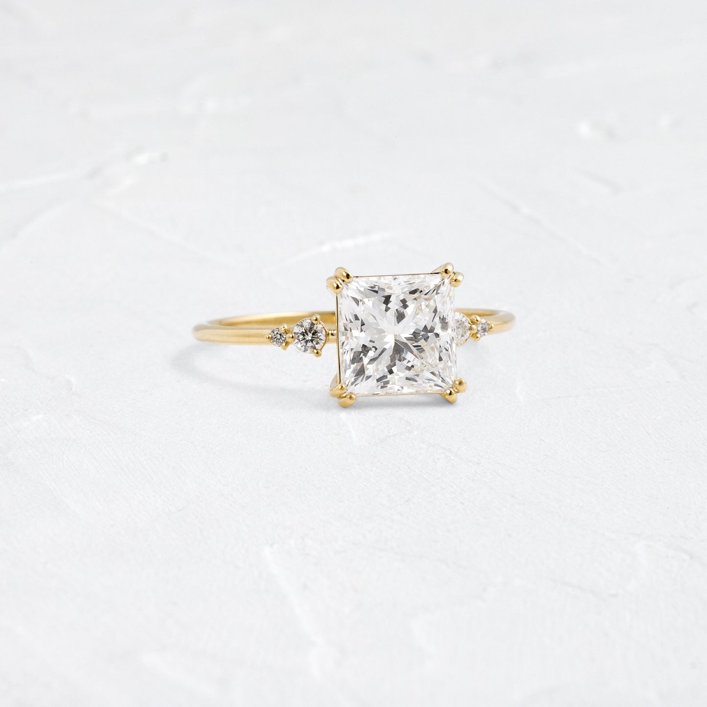Double Prong & Four Stone-Princess Lab Grown Diamond Engagement Ring - Front view