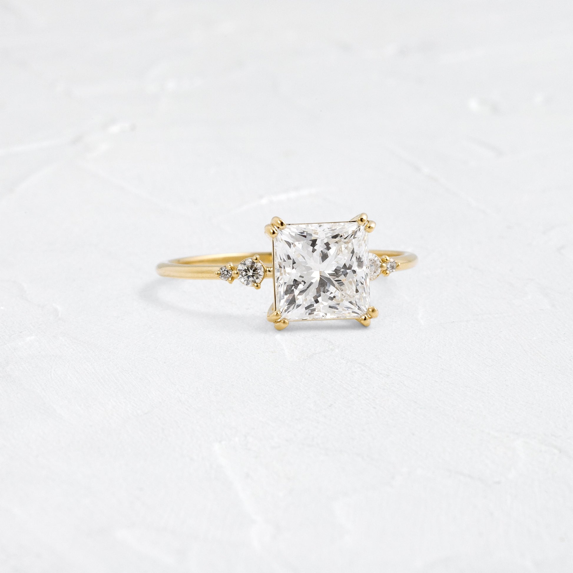 Double Prong & Four Stone-Princess Lab Grown Diamond Engagement Ring - Front view