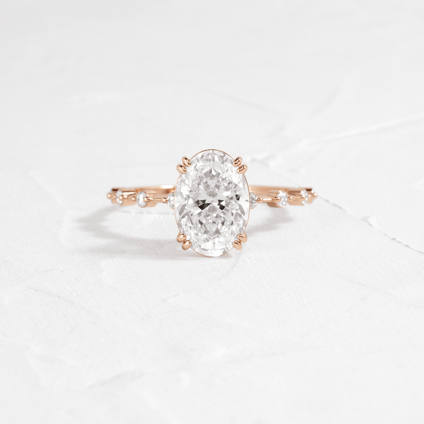 Double Prong Pave-Oval Lab Grown Diamond Engagement Ring - Back view