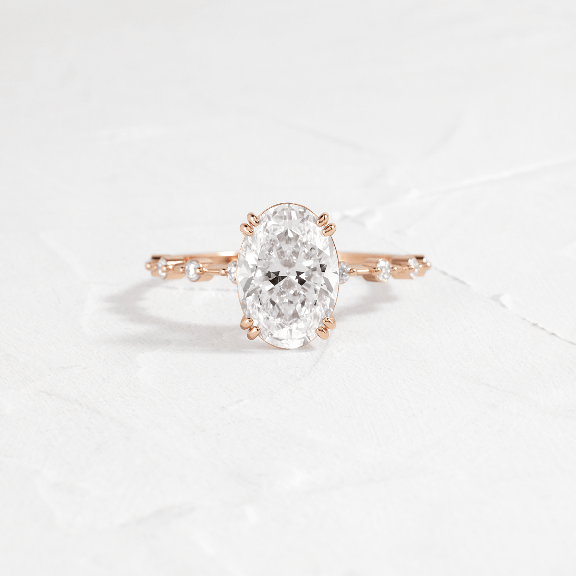Double Prong Pave-Oval Lab Grown Diamond Engagement Ring - Back view