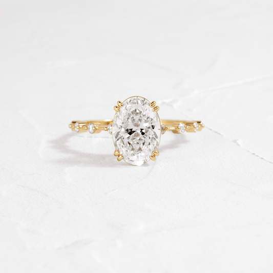 Double Prong Pave-Oval Lab Grown Diamond Engagement Ring - Front view