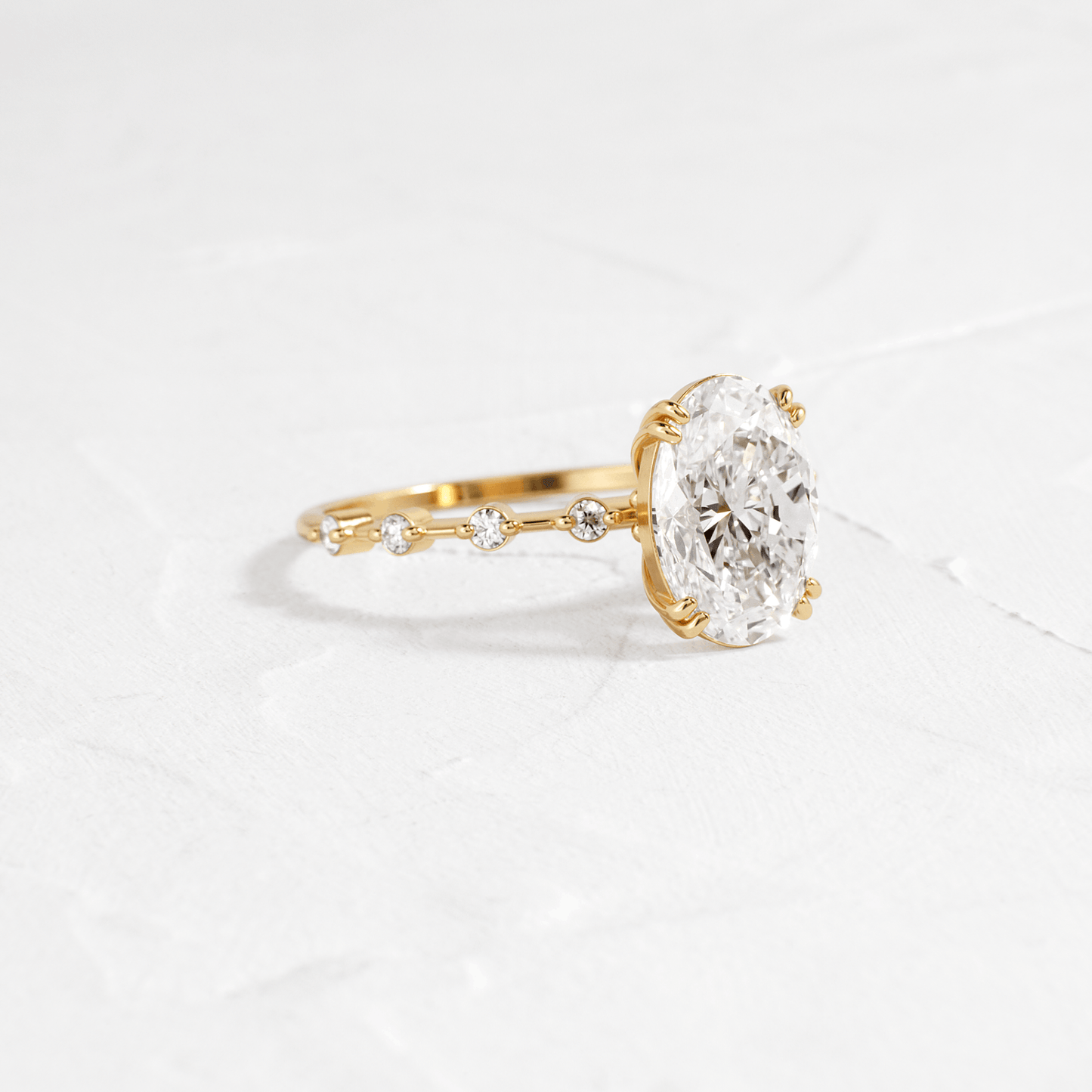 Double Prong Pave-Oval Lab Grown Diamond Engagement Ring - Front view