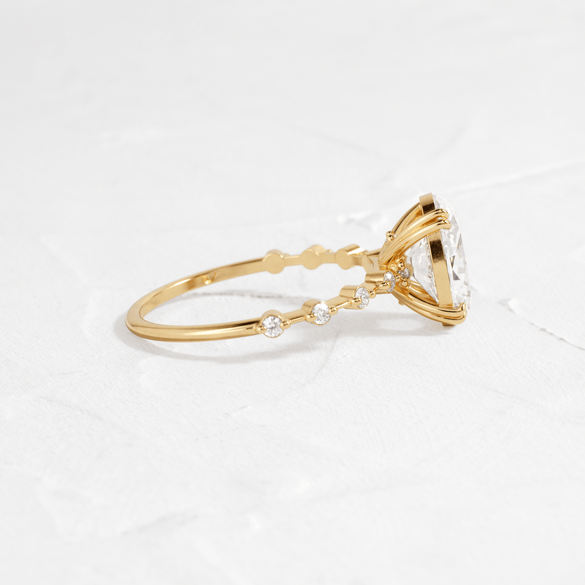 Double Prong Pave-Oval Lab Grown Diamond Engagement Ring - Side view