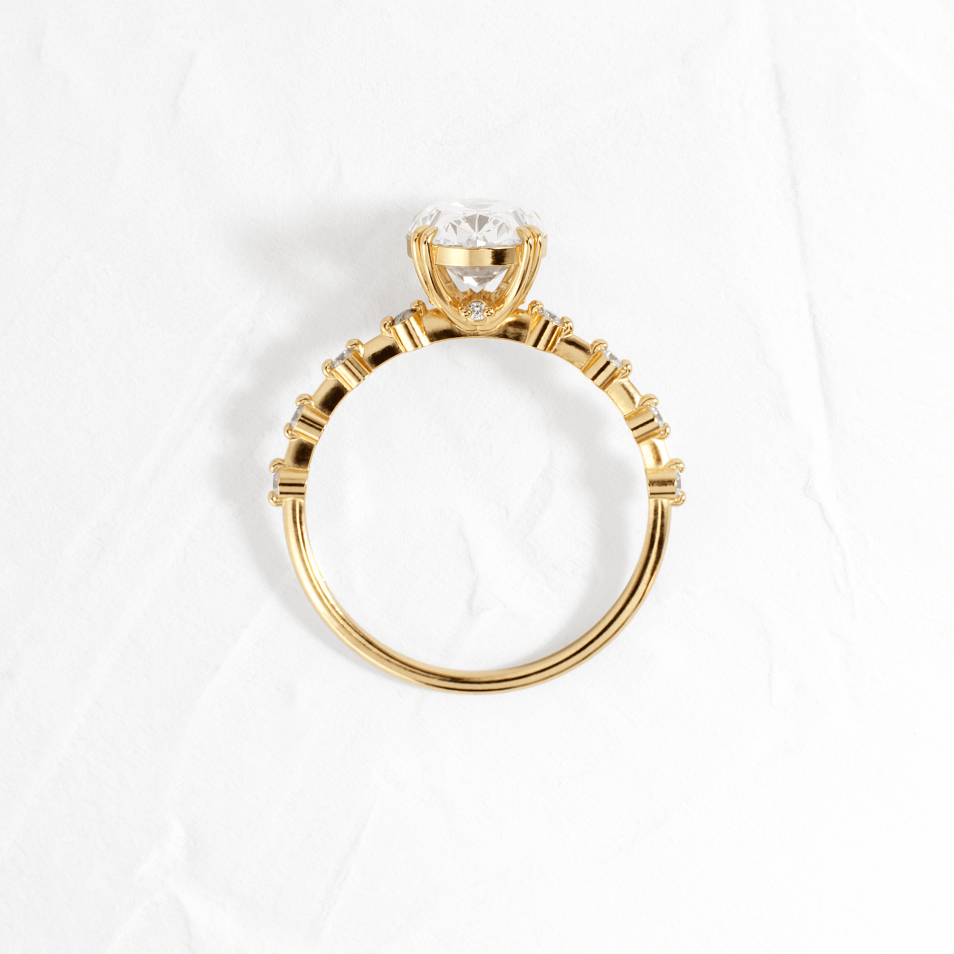 Double Prong Pave-Oval Lab Grown Diamond Engagement Ring - Back view