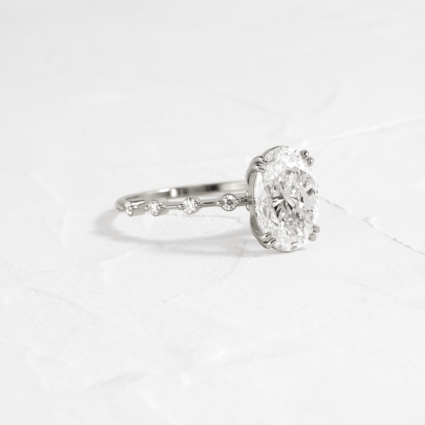 Double Prong Pave-Oval Lab Grown Diamond Engagement Ring - Lifestyle