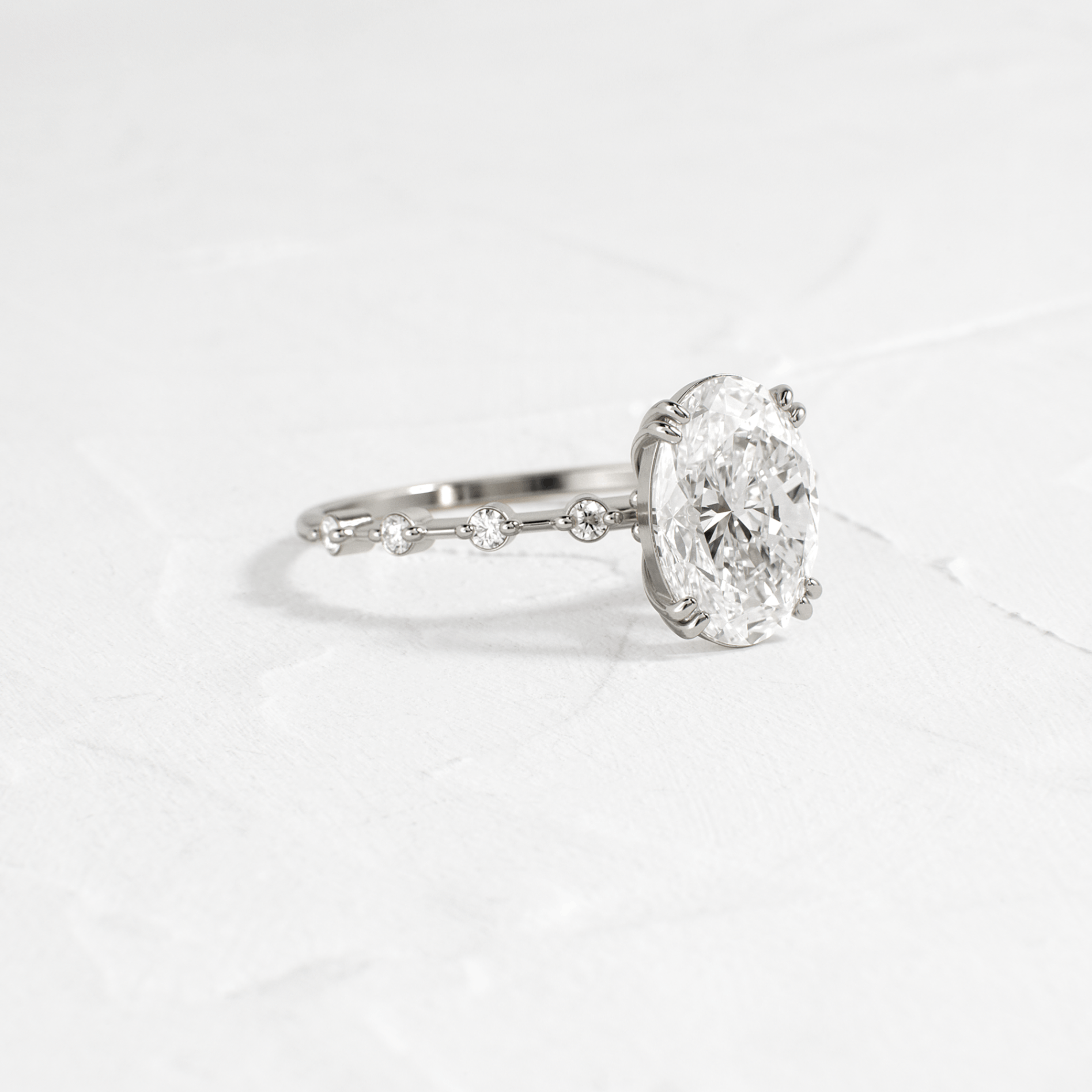 Double Prong Pave-Oval Lab Grown Diamond Engagement Ring - Lifestyle