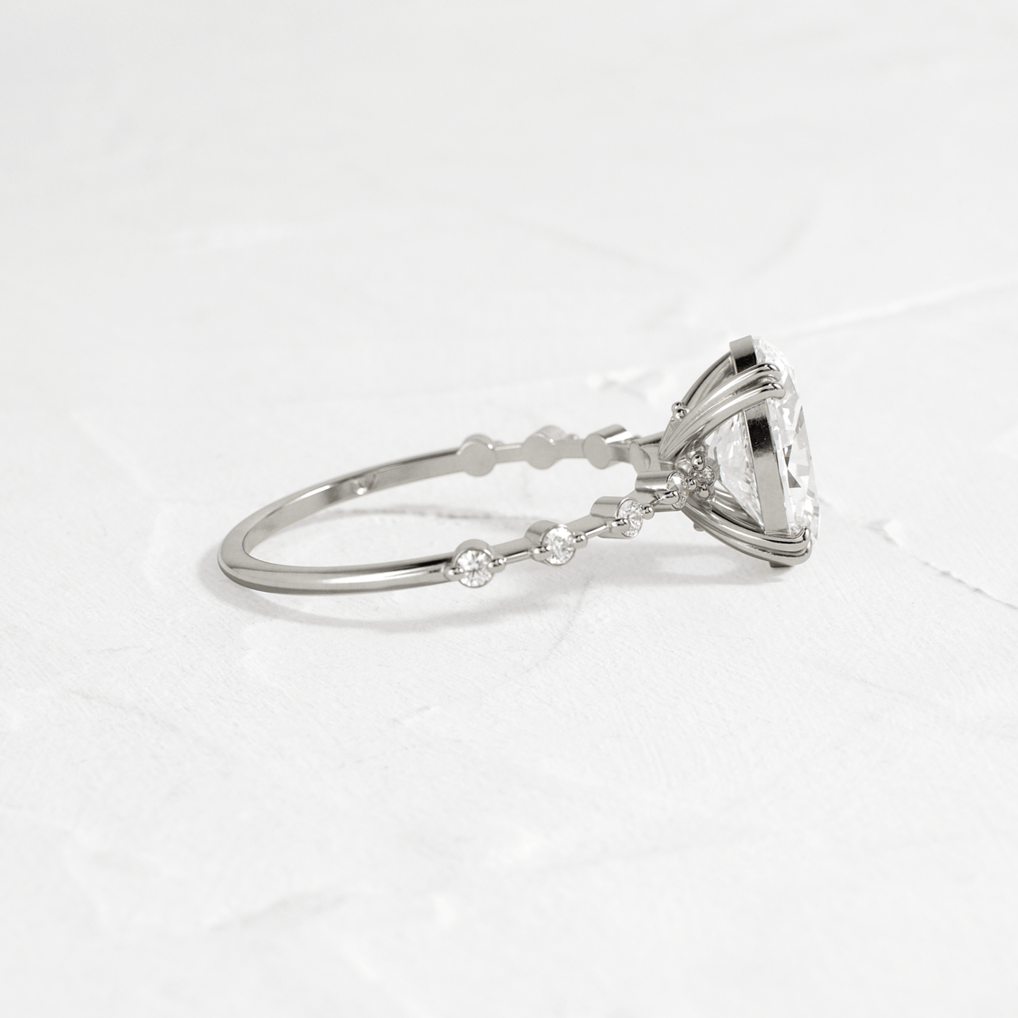 Double Prong Pave-Oval Lab Grown Diamond Engagement Ring - Front view