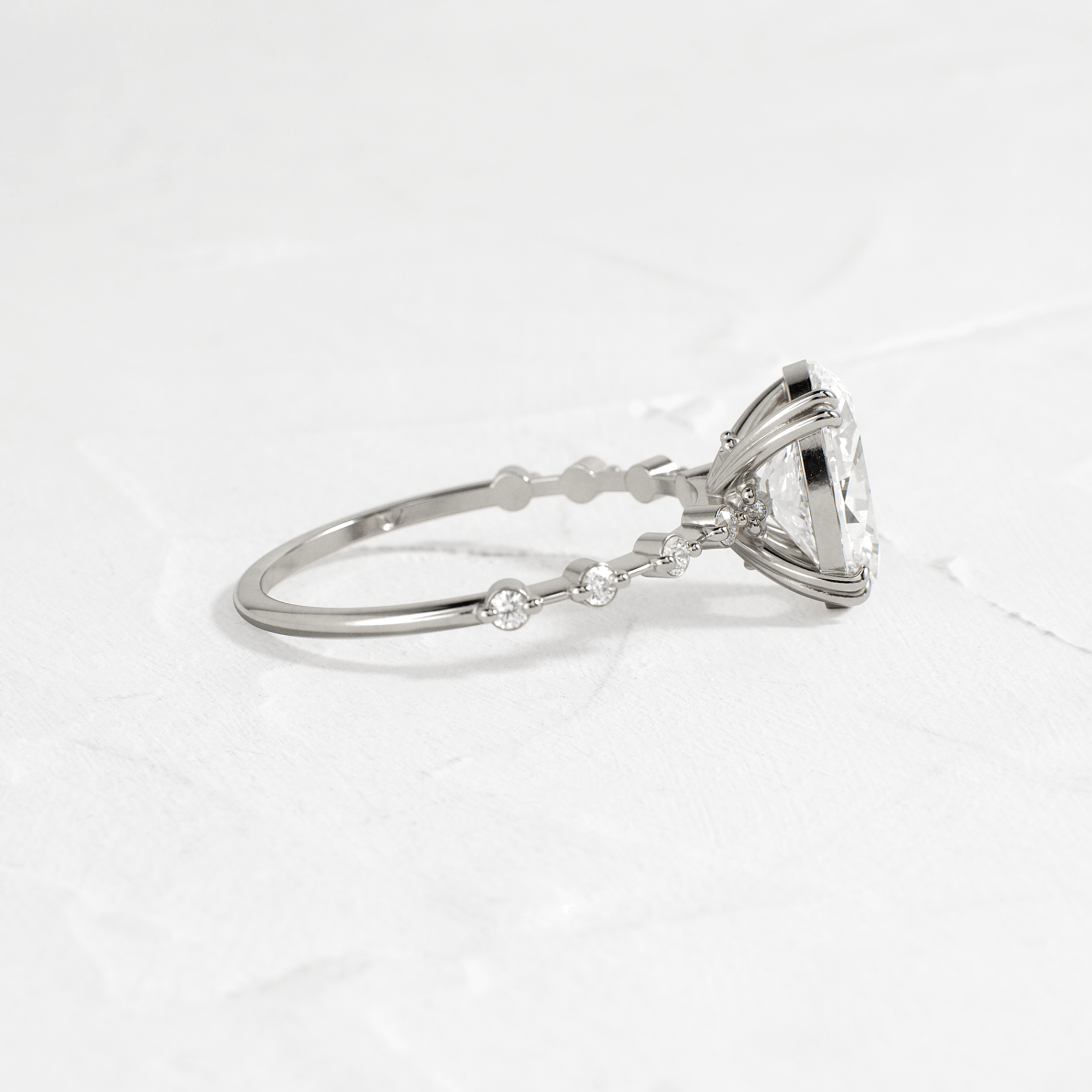 Double Prong Pave-Oval Lab Grown Diamond Engagement Ring - Front view