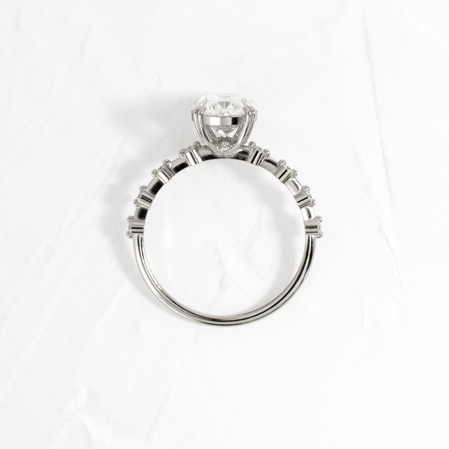 Double Prong Pave-Oval Lab Grown Diamond Engagement Ring - Side view