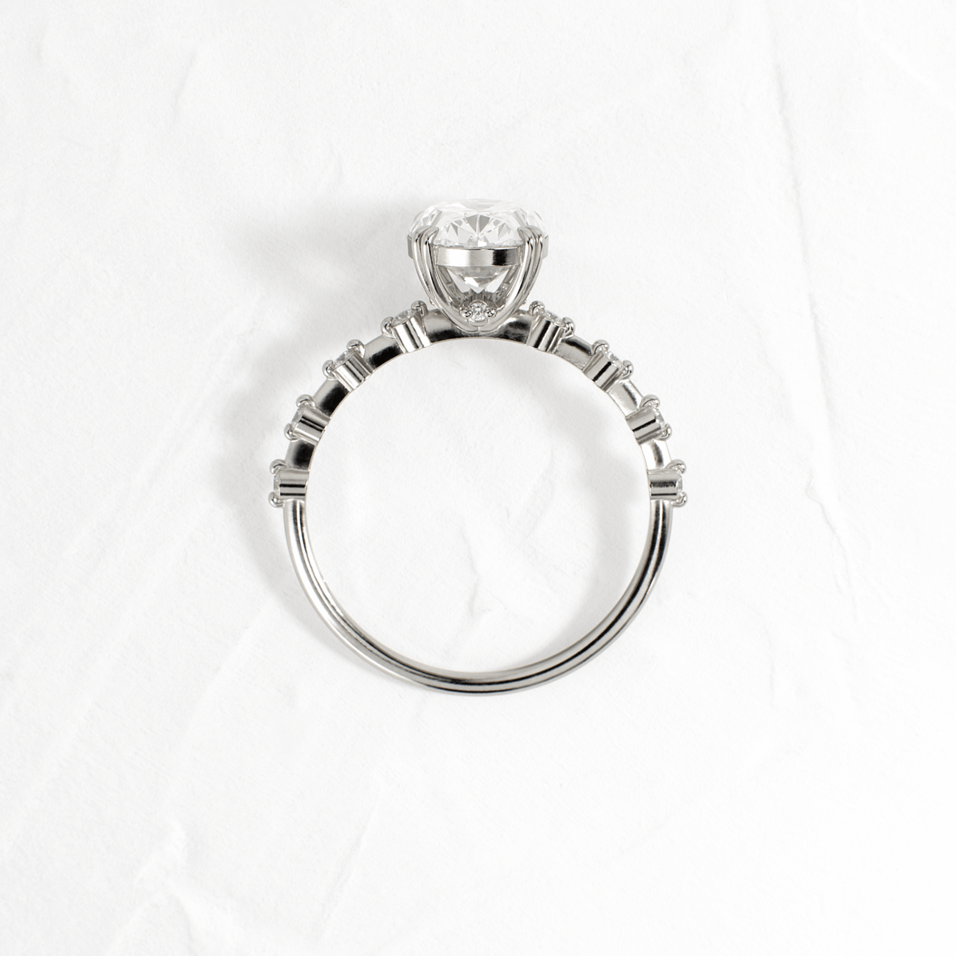 Double Prong Pave-Oval Lab Grown Diamond Engagement Ring - Side view
