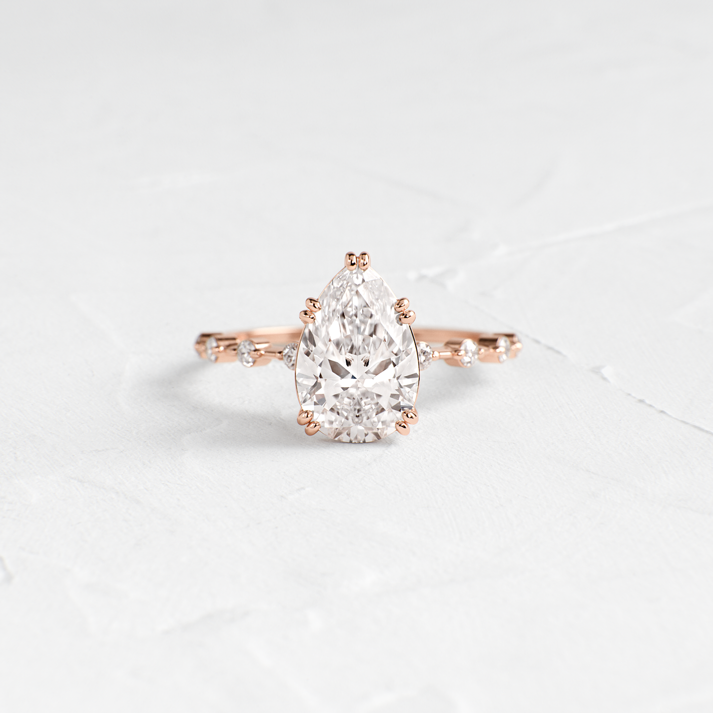Double Prong Pave-Pear Lab Grown Diamond Engagement Ring - Back view