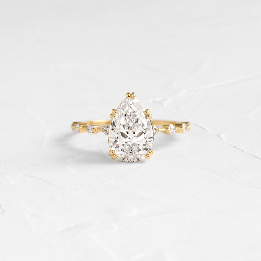 Double Prong Pave-Pear Lab Grown Diamond Engagement Ring - Front view