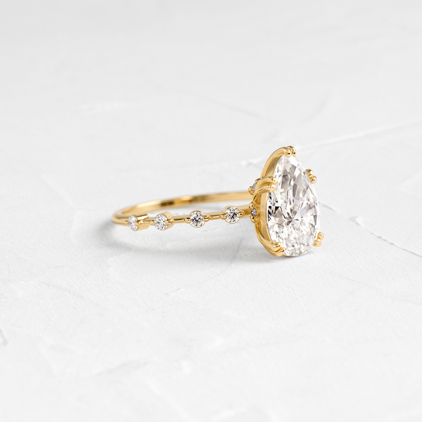 Double Prong Pave-Pear Lab Grown Diamond Engagement Ring - Front view