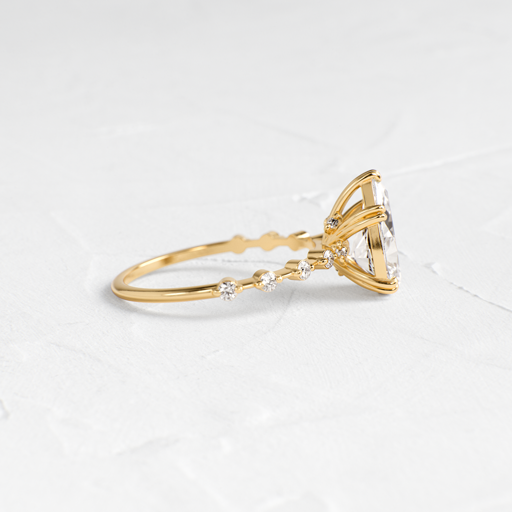 Double Prong Pave-Pear Lab Grown Diamond Engagement Ring - Side view
