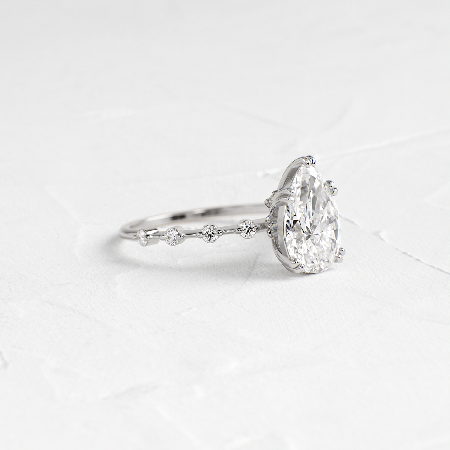 Double Prong Pave-Pear Lab Grown Diamond Engagement Ring - Lifestyle
