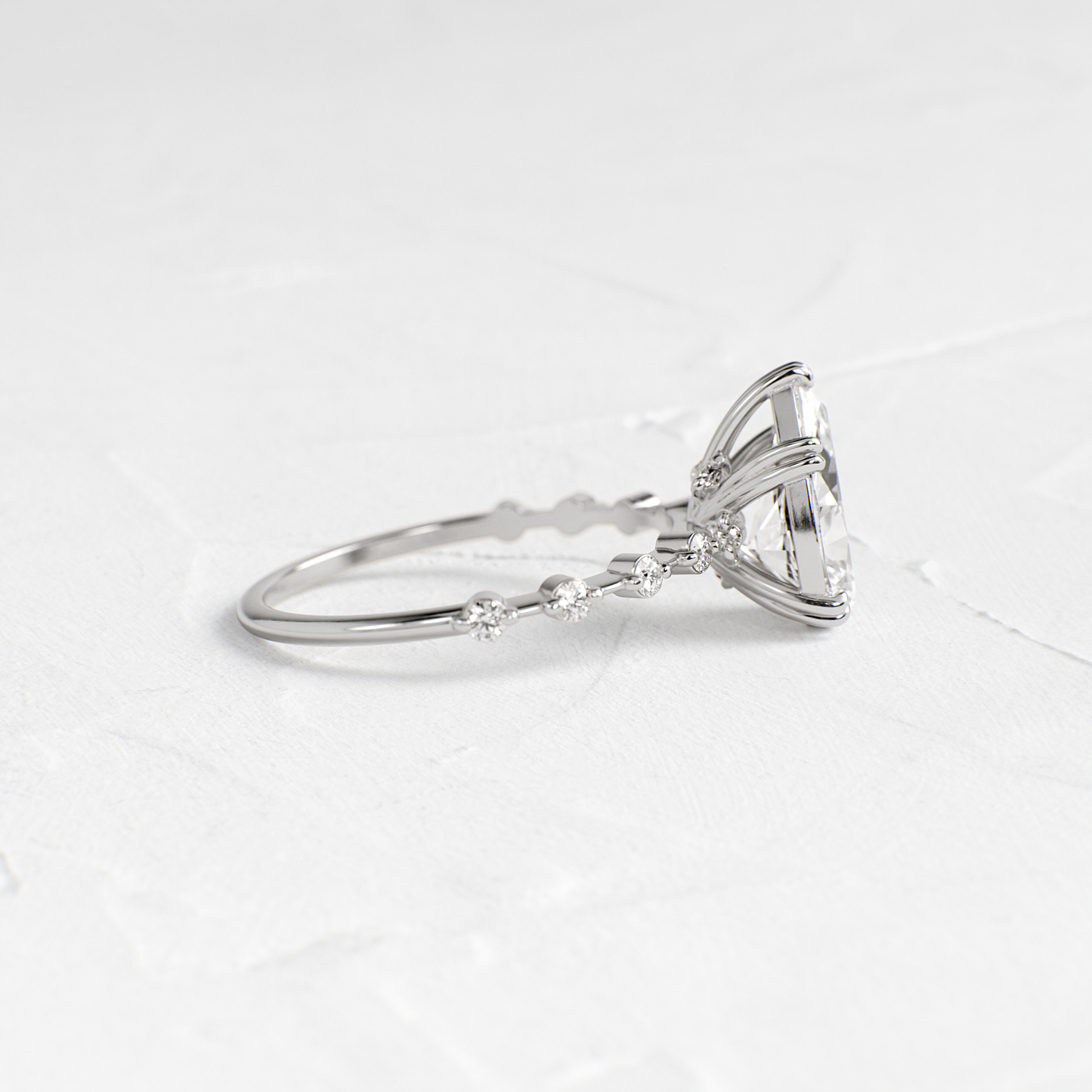 Double Prong Pave-Pear Lab Grown Diamond Engagement Ring - Front view