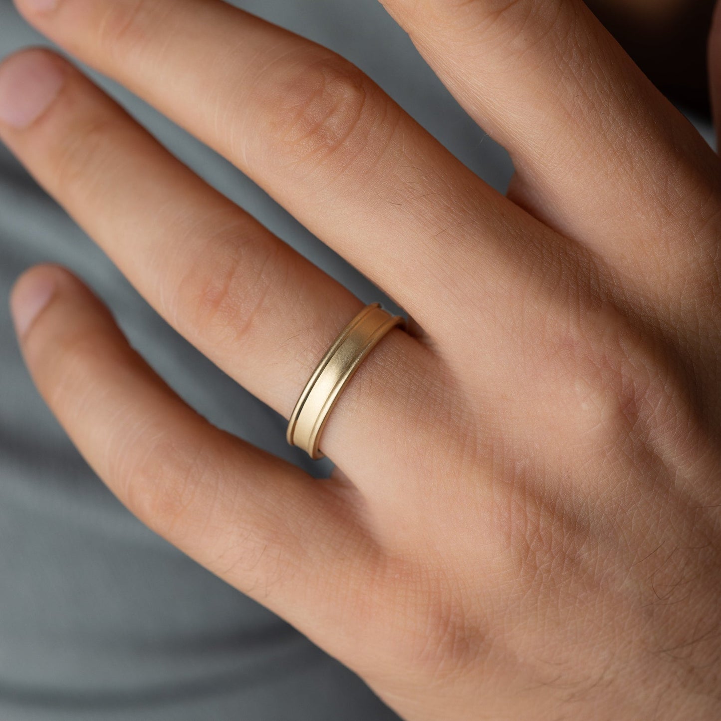 Dual Finish- Men's Wedding BandDual Finish- Men's Wedding Band - Side view