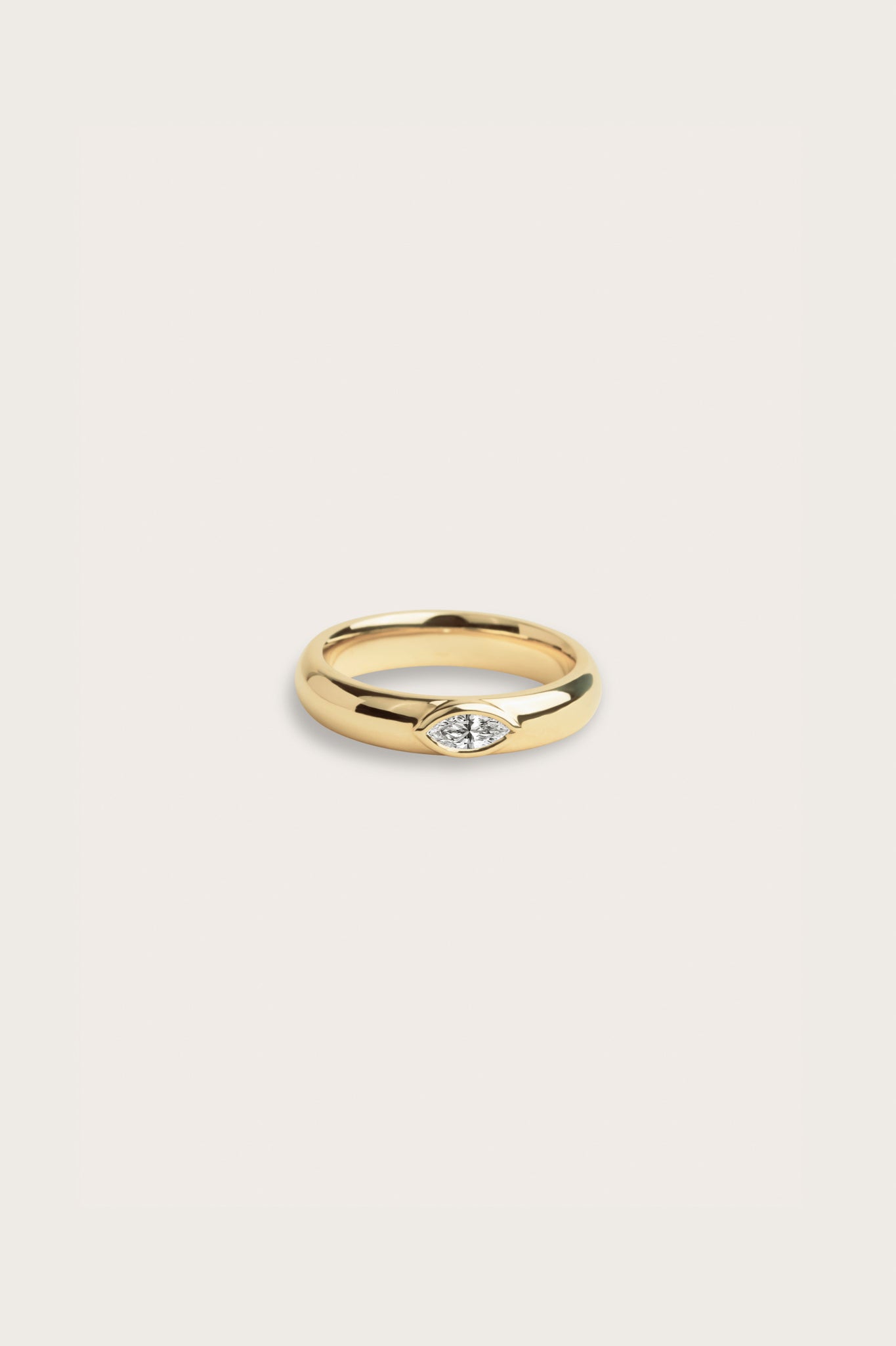 East West Bezel- 0.10 CT Marquise Lab Grown Diamond Wedding BandEast West Bezel- 0.10 CT Marquise Lab Grown Diamond Wedding Band - Front view