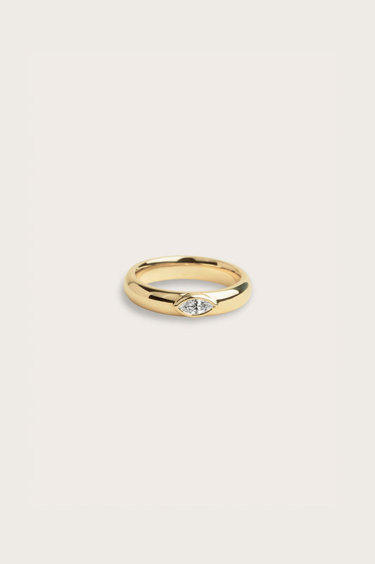 East West Bezel- 0.10 CT Marquise Lab Grown Diamond Wedding BandEast West Bezel- 0.10 CT Marquise Lab Grown Diamond Wedding Band - Front view