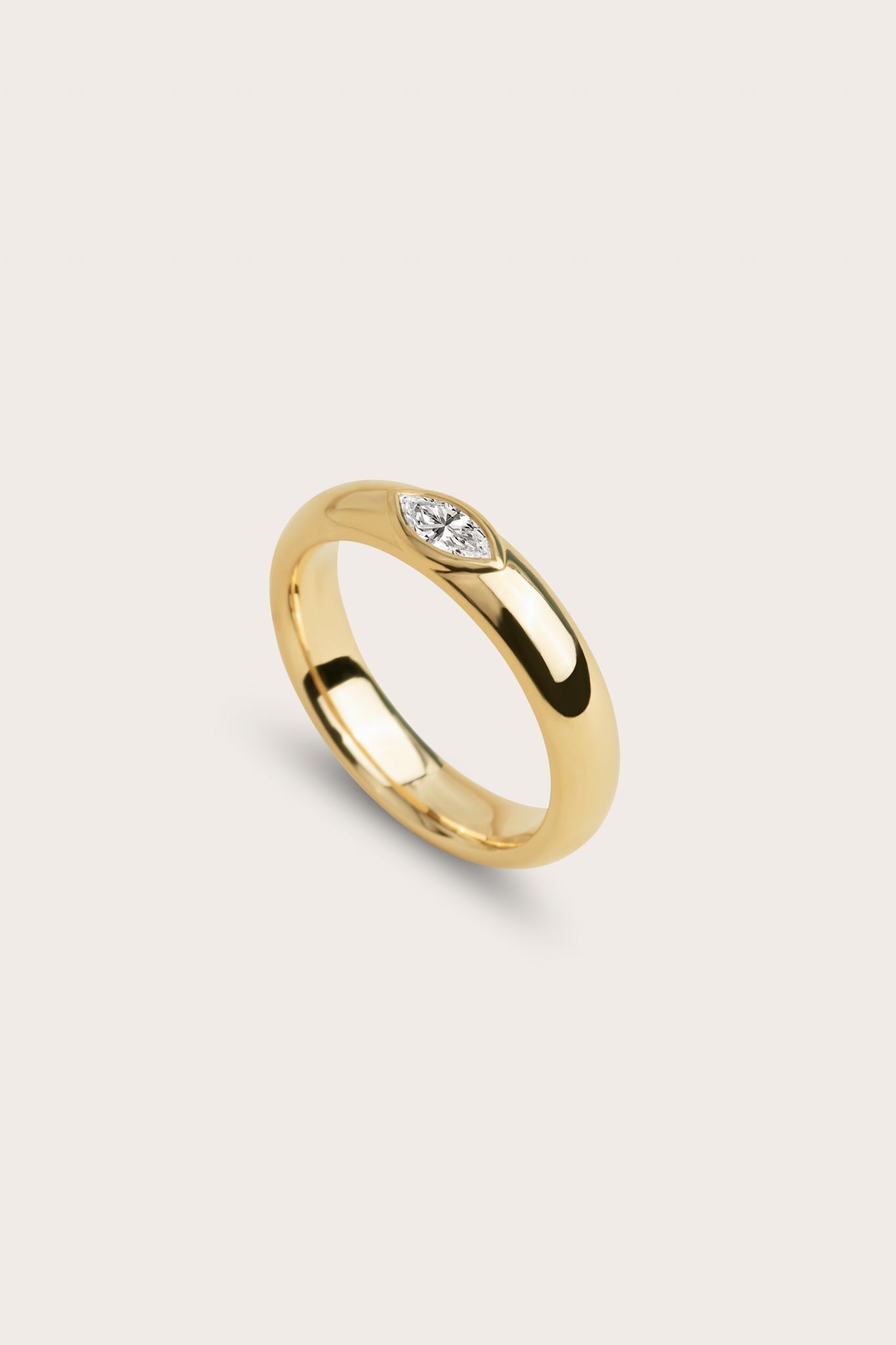 East West Bezel- 0.10 CT Marquise Lab Grown Diamond Wedding BandEast West Bezel- 0.10 CT Marquise Lab Grown Diamond Wedding Band - Front view