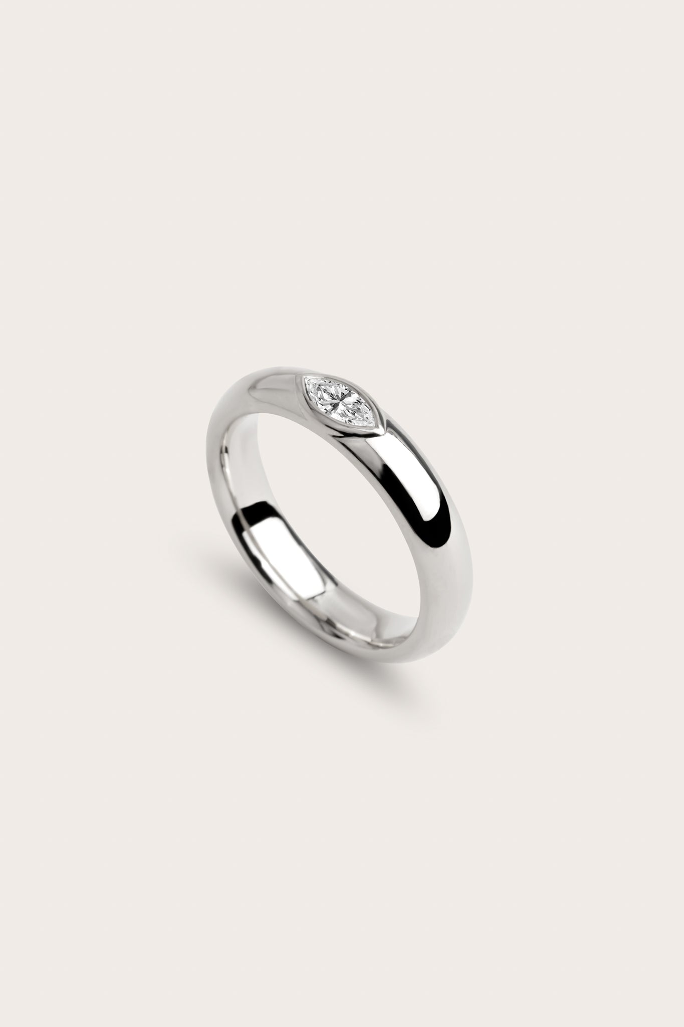 East West Bezel- 0.10 CT Marquise Lab Grown Diamond Wedding BandEast West Bezel- 0.10 CT Marquise Lab Grown Diamond Wedding Band - Detail view