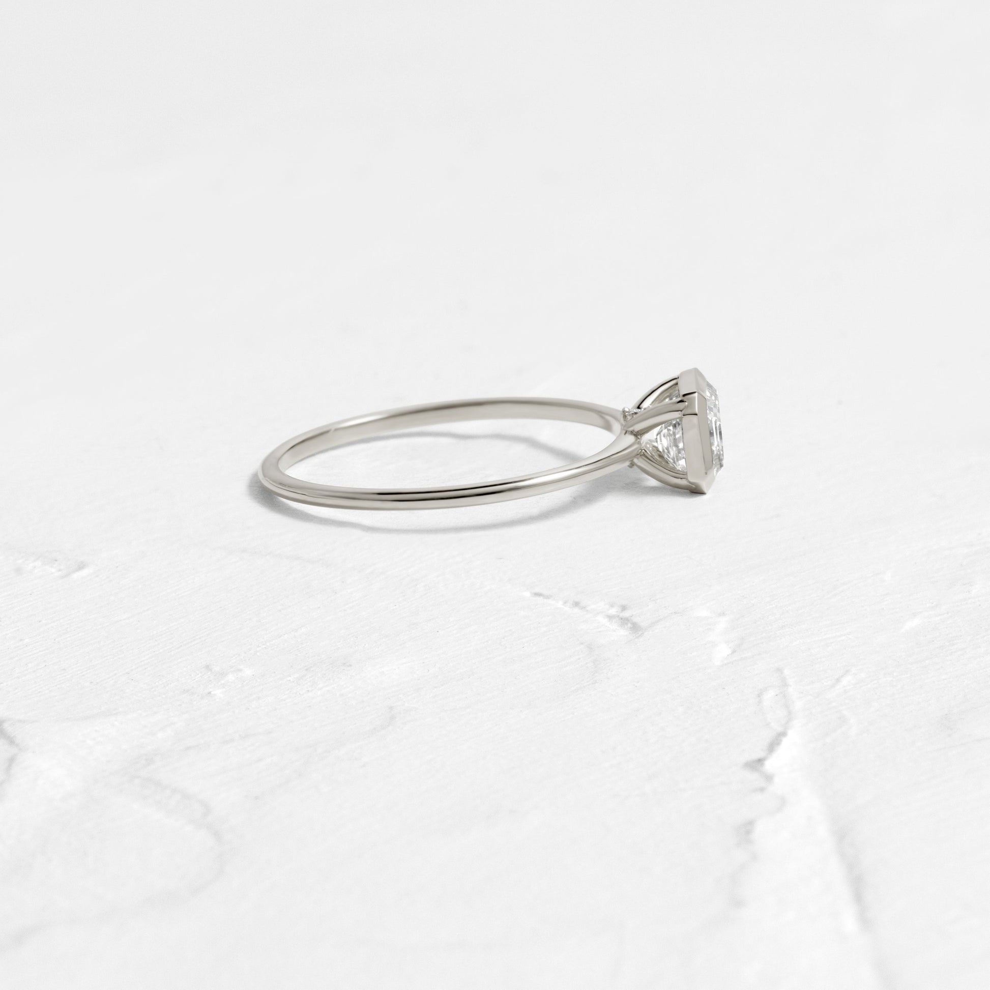 East West Bezel-Emerald Lab Grown Diamond Engagement Ring - Back view