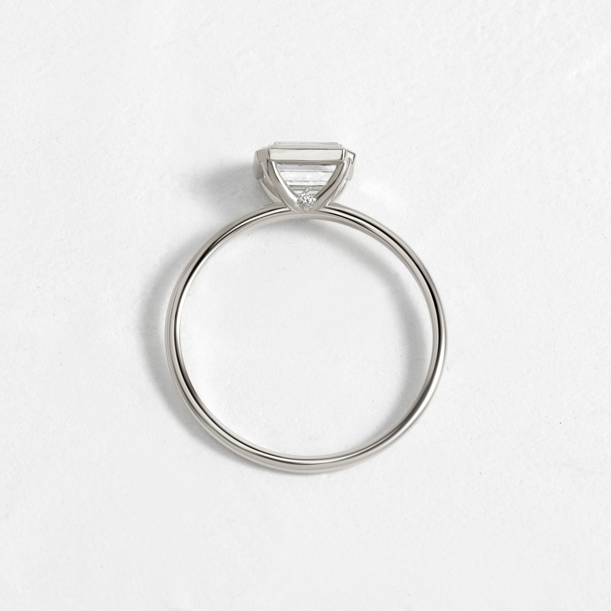 East West Bezel-Emerald Lab Grown Diamond Engagement Ring - Detail view